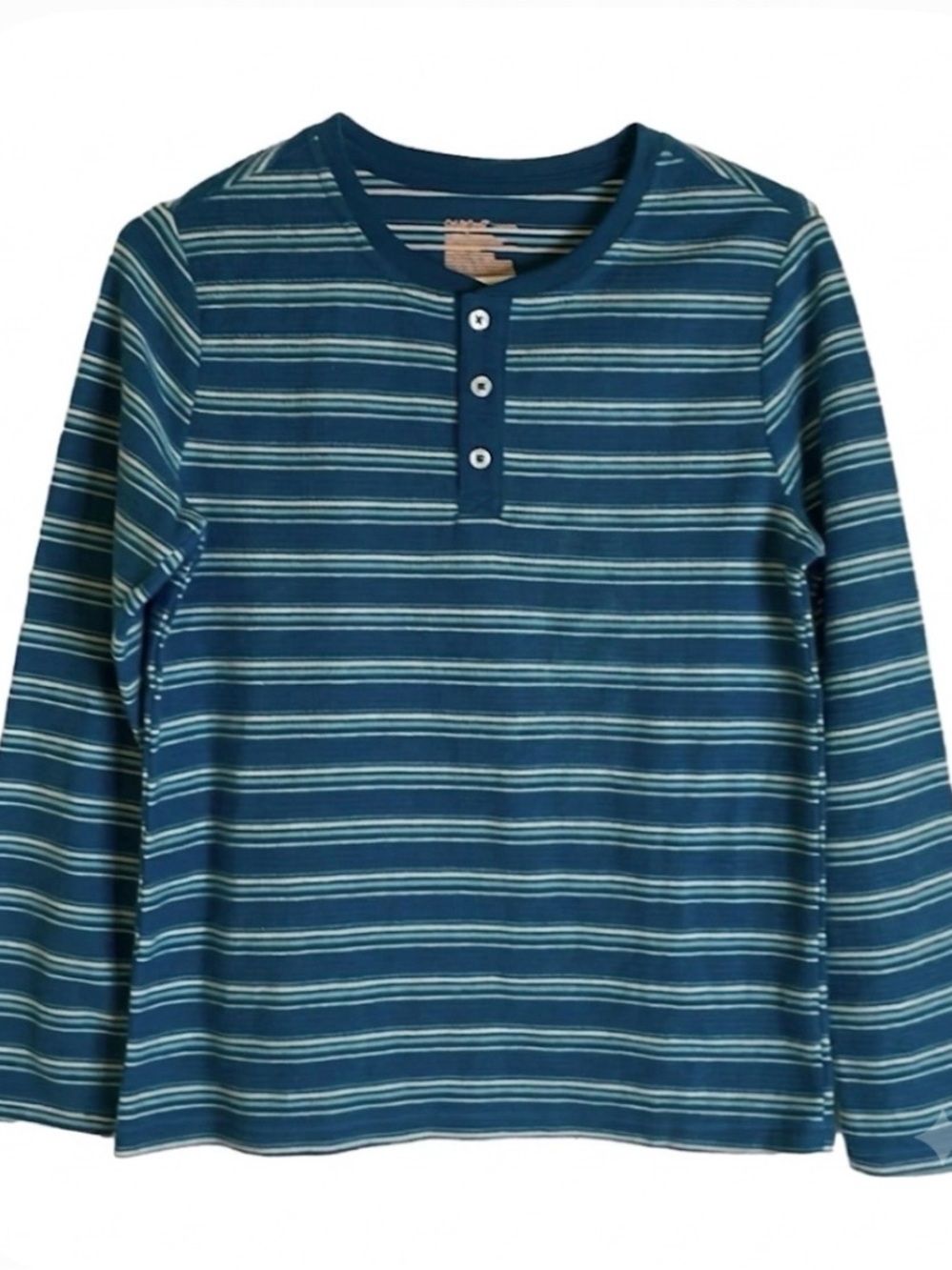 CAT & JACK Ribbed Stripe Henley Shirt, Boys Small, Blue White